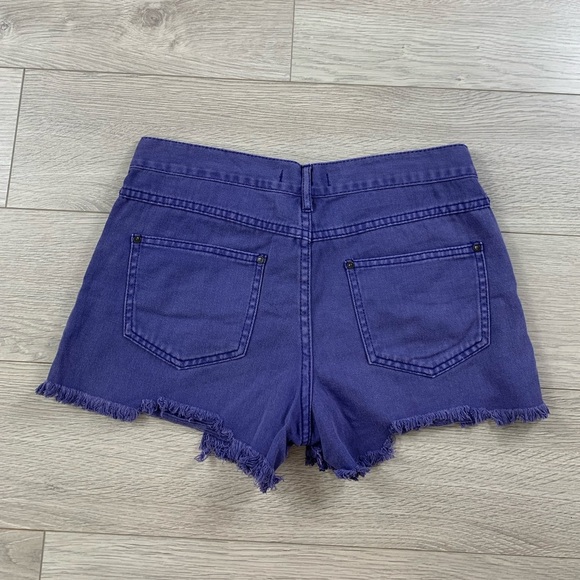 Free People Purple Distressed Raw Hem Jean Shorts - Picture 2 of 9